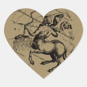 Sagittarius Constellation Map Engraving Hevelius Hart Sticker