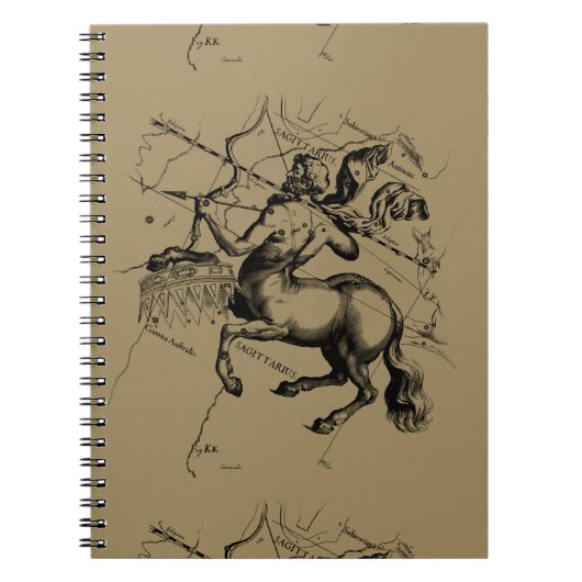 Sagittarius Constellation Map Engraving Hevelius Notitieboek (Voorkant)