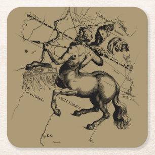 Sagittarius Constellation Map Hevelius 1690 Vierkante Kartonnen Onderzetter