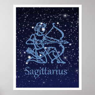 Sagittarius Constellation & Zodiac Sign with Stars Poster