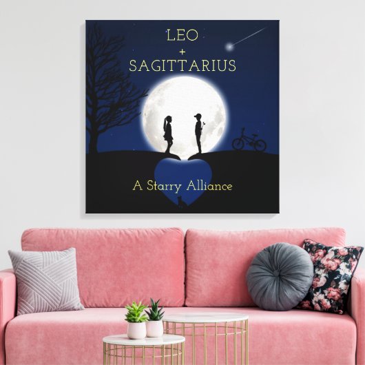 Sagittarius en Leo Zodiac Star Sign Moon Canvas (Insitu (Woonkamer))