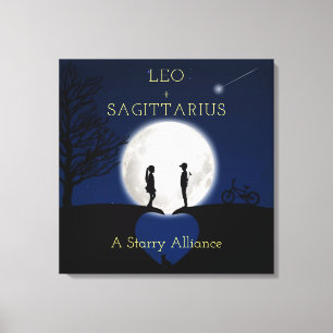 Sagittarius en Leo Zodiac Star Sign Moon Canvas Afdruk
