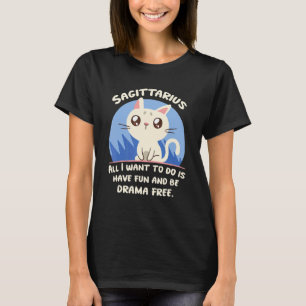 Sagittarius Feiten Kat Drama Astrologie Verjaardag T-shirt