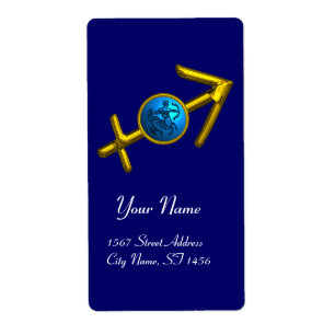 SAGITTARIUS GOLD BLUE ZODIAC BIRTHDAY JEWEL ETIKET