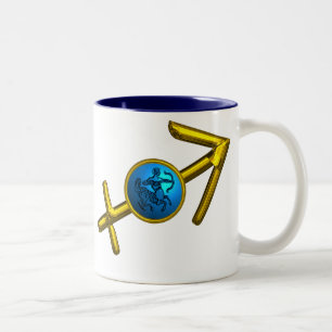 SAGITTARIUS, GOLD BLUE ZODIAC BIRTHDAY SIGN TWEEKLEURIGE KOFFIEMOK
