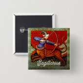 Sagittarius Horoscope Zodiac Medieval Art Pinback Vierkante Button 5,1 Cm (Voorkant /achterkant)