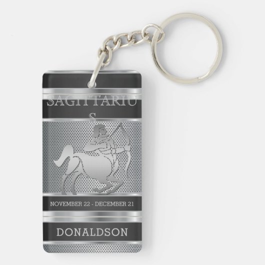 Sagittarius ♐ in Black en Silver Mesh Sleutelhanger (achterkant)