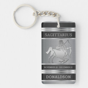 Sagittarius ♐ in Black en Silver Mesh Sleutelhanger