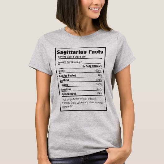 Sagittarius Nutrition Fact T-shirt Zodiac (Devant)