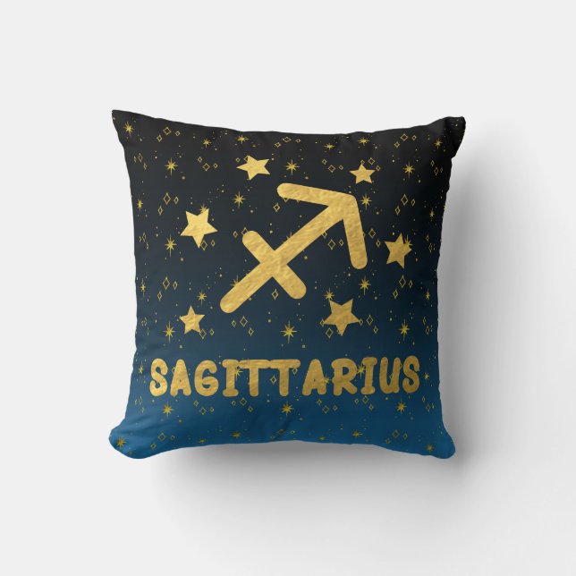 Sagittarius Oreiller bleu et or Zodiac (Recto)
