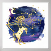 Sagittarius Sign of the Zodiac Custom Birth Date Folie Afdrukken (Voorkant)