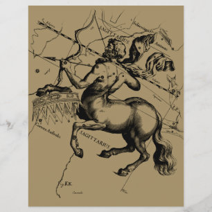Sagittarius Sterrenbeeld Hevelius 1690 Gravure Flyer