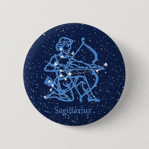 Sagittarius sterrenbeeld & sterrenbeeld met sterre ronde button 5,7 cm