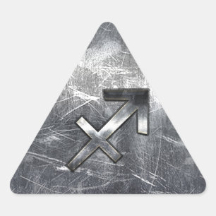 Sagittarius Symbool Grunge Distress Steel Style Driehoek Sticker