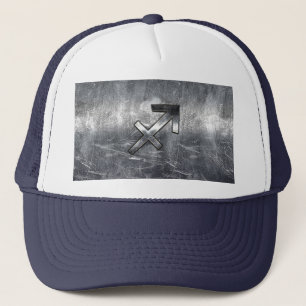 Sagittarius Symbool Grunge Distress Steel Style Trucker Pet