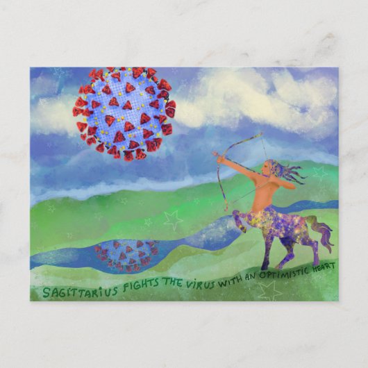 Sagittarius vecht tegen het Covid-virus Briefkaart (Voorkant)