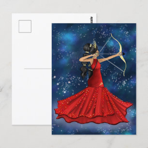 Sagittarius Vrouw Goddess Mode Illustratie Briefkaart
