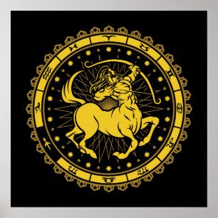 Sagittarius - Zodiabord - Symbool - Horoscope Poster