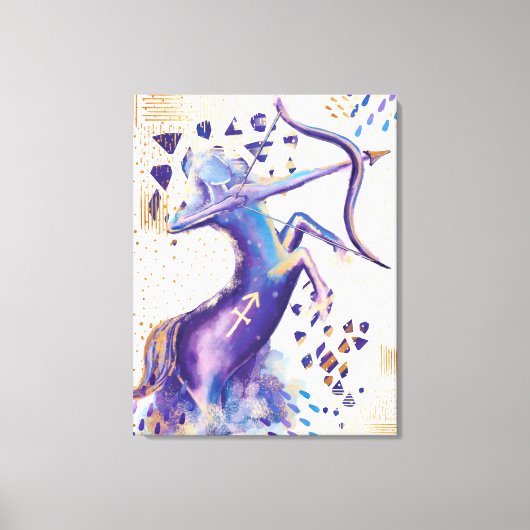 Sagittarius Zodiac Abstracte Waterverf Wall Art Canvas Afdruk (Voorkant)