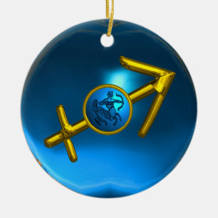 SAGITTARIUS ZODIAC BIRTHDAY JEWEL Blue Paars Keramisch Ornament