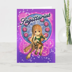Sagittarius Zodiac Card met Vrouw Cute Centaur Kaart