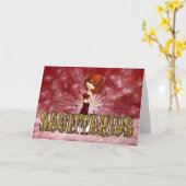 Sagittarius Zodiac Carte Anniversaire avec tarte c (Fleur jaune)