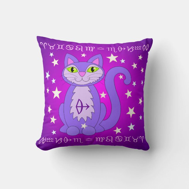 Sagittarius Zodiac Cat Astrology Sign Pillow Kussen (Voorkant)