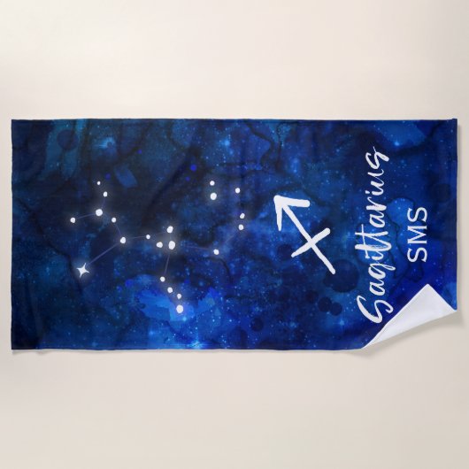 Sagittarius Zodiac Constellation Galaxy Monogram Strandlaken (Voorkant)