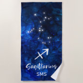 Sagittarius Zodiac Constellation Galaxy Monogram Strandlaken (Voorkant)