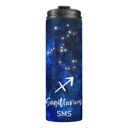 Sagittarius Zodiac Constellation Galaxy Monogram Thermosbeker (Voorkant)