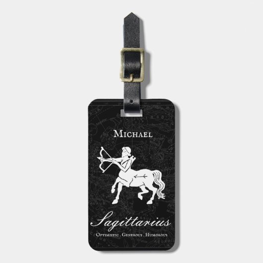 Sagittarius Zodiac Custom  Astrology Black Bagagelabel (Voorkant verticaal)