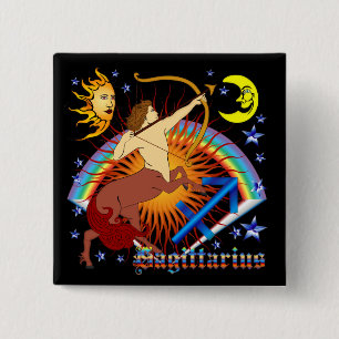 Sagittarius-Zodiac-Design-V-1 Vierkante Button 5,1 Cm