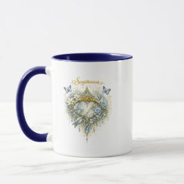 Sagittarius Zodiac Floral Heart Mug – Elegant Astr Mok