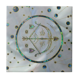 Sagittarius Zodiac Gold Abalone op constellatie Tegeltje
