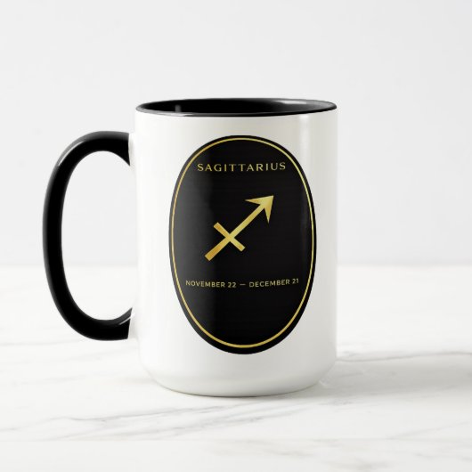 Sagittarius Zodiac Gold Oval Emblem Mug | Luxury A (Gauche)