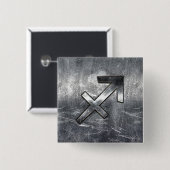Sagittarius Zodiac Grunge Distress Steel Style Vierkante Button 5,1 Cm (Voorkant /achterkant)