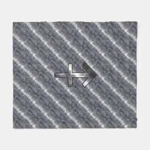 Sagittarius Zodiac in Grunge Distress Steel look Fleece Deken