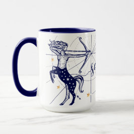 Sagittarius Zodiac Navy Blue & Gold Birth Mok