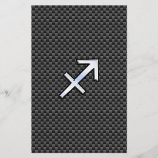 Sagittarius Zodiac Sign Black Carbon Fiber Print Flyer (Voorkant)