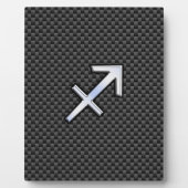 Sagittarius Zodiac Sign Black Carbon Fiber Style Fotoplaat (Voorkant)
