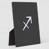 Sagittarius Zodiac Sign Black Carbon Fiber Style Fotoplaat (Zijkant)