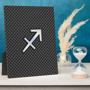 Sagittarius Zodiac Sign Black Carbon Fiber Style Fotoplaat