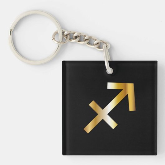 Sagittarius Zodiac Sign., Black & Gold Sleutelhang Sleutelhanger (Voorkant)