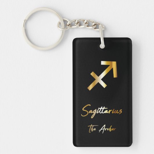 Sagittarius Zodiac Sign., Black & Gold Sleutelhang Sleutelhanger (Voorkant)