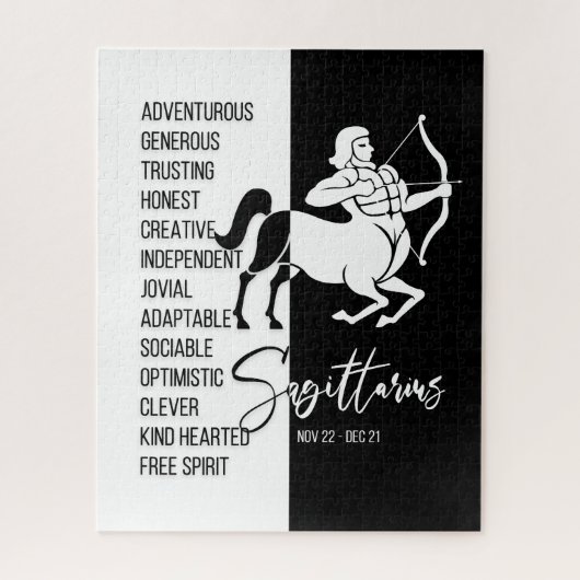 Sagittarius Zodiac Sign., Black&White Jigzaag Puzz Legpuzzel (Verticaal)