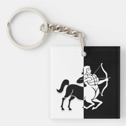 Sagittarius Zodiac Sign, Black & White Sleutelhang Sleutelhanger (Voorkant)