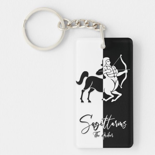 Sagittarius Zodiac Sign, Black & White Sleutelhang Sleutelhanger (Voorkant)
