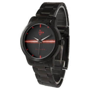 Sagittarius Zodiac Sign Cool Red Fire Line  Horloge