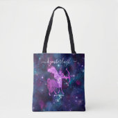 Sagittarius Zodiac Sign Cosmic Monogram Name Blue Draagtas (Voorkant)