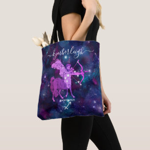 Sagittarius Zodiac Sign Cosmic Monogram Name Blue Draagtas